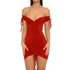 Kvinnor BodyCon Pencil Dress Ladies Summer Candy Color Clubwear Mini Dress Women Summer Sexy Dresses Polyester V-Neck Dresses253n