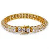 18K guld och vit guldpläterad hiphop CZ Zirconia Designer Tennis Armband Princess Diamant Armbands kedjor för män Hip Hop Rapper Smycken Gift