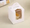 Handle Único queque caixas com Limpar Janela portátil Macaron Box Mousse Bolo Snack caixas de fonte de festa de aniversário do Pacote Caixa de papel