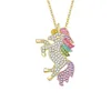 Diamond Unicorn Designer Pendants Halsband lyxiga smycken Kvinnor Halsband Crystal Rhinestone Horse Animal Girls Anime Charm med L6271989