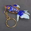 3 Size Colorful Lucky Lifelike Swing Fish Charm Keychains for Women Men Kids Party Gifts Keyring with box Enamel Goldfish Key Chain