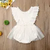 Baby Girls Rompers Nowonarodzony lato jesienny koronkowy kwiat bez pleców Romper Księżniczka Elegancka kombinezon tutu sukienka Onepieces Sfits12356477