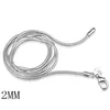 2mm Schlangenketten 925 Sterling Silber Halsketten DIY gestempelt Schmuck Accessoires Mode Frauen Männer Mädchen Geschenk Karabinerverschluss Kette 16 18-24 Zoll