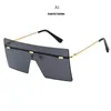 Unisex Fashion Oversized Square Rimless Sunglasses Women Flat top Big Sun Glasses Travel Gradient UV400