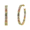 Guldfärg stor hoop örhänge för kvinnor vacker lyx flickvän gåva full regnbåge cz klassiska hoops smycken j190718