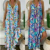 Kadın Kolsuz Bohemian Uzun Maxi Elbise Yaz Plaj Parti Sundress Rahat Tatil Baskı Elbiseler Artı Boyutu