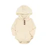 Nyfödd baby huva romper barn casual kläder höstflickor solid stickning långärmad onesies baby pojke vår casual jumpsuit 064447639