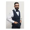 Hot Sale Blue Groom Västar 2019 Formell Mäns Waistcoat Fashion Casual Slim Fit Spliced ​​Back Chains Wedding Vest