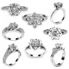 Heta nya ringar rhinestone blomma bra kvalitet mode silver 925 ring blandade olika stilar mode bröllop smycken gratis dhl