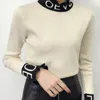 Dames Sweaters Fashion Design Turtleneck Letter Trui Dames Lange Mouw Slanke Gebreide Pullovers Vrouwelijke Zachte Warme Herfst Casual Jumper1