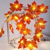 20set Düğün Plastik Yapay Çiçekler Maple Leaves Dize Işık Garland Yapay Bitkiler Kurutulmuş Çiçek Çelenk +10 LED