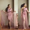New Sexy African Mermaid Bridesmaid Dresses One Shoulder Side Split With Tulle Overskirts Plus Size Wedding Guest Dress Maid Of Honor Gowns 403