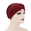 12 Färger Kvinnor Tjej Cross Beanie Turban Pure Color Hat Stretch Caps Headwear Fashion Hårvård Tillbehör