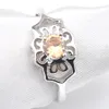 Luckyshine 독특한 매력 샴페인 모거 나이트 보석 925 여자의 꽃 모양의 장식이있는 테두리 반지 보석