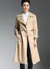 Varmförsäljning! Kvinnor Mode Märke X-Long Cotton Trench Coat / Top Kvalitet Dubbelbröst Slim Belted Lång gräv för kvinnor B8111F280 S-XXL