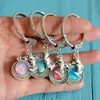 Mermaid Fish Scales Keychains Girls Sequins Keyring Ring Chain Pendants for Women Bags Car Keys Holder Metal Alloy Phone Charm Accessories