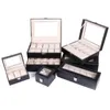 Boîtes de montre en cuir PU à la mode, 2 3 5 6 10 12 20 24 grilles, boîte de rangement de montre, boîte d'affichage, Case293s