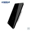 Livolo New US / AU Standard-Wand-Screen-Lichtschalter, 2 Gang 2-Wege-Wand Touch-Schalter, Weiß / Schwarz-Glasverkleidung
