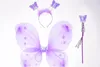 Costume de spectacle pour la journée des enfants, accessoires de robe, cerceau pour cheveux, bâton de fée, aile d'ange papillon, ensemble de trois pièces monocouche WL194