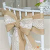 100ピースリネンレースチェアカバービンテージロマンチックな椅子サッシ美しいファッションの結婚式の装飾