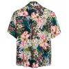 Casual camisa de manga curta impressão havaiana camisa masculina baggy praia botão retro turn down collar blusa masculina topos mascul268k