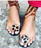 2020 Sandálias de Sandálias de Verão Sandálias Femininas Aberto Toe Leopard Sapatos Casuais Roma Plus Size 35-43