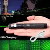 200Mile USB Rechargeable Green Laser Pointer Astronomy 532nm Grande Lazer Pen 2in1 Star Cap Beam Light Built-in Battery Pet Toy