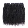 Afro Kinky Curly Hair Bundlesブラジルのペルーのインドのバージンヘア3または4束10-28インチのレミーの人間の髪の拡張