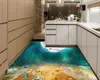 3D床の壁紙ヒトデのシェルタンブリング波の風景カスタム3D PVCウェアラブルフロアの壁紙