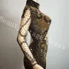 New Crystals Gold s Mesh Jumpsuit Bright Silver Rhines Body Women039s Festeggia il costume di lusso See Through Jum1786870