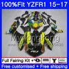 هيئة حقن لياماها YZF R1 1000 YZF-R1 15 16 17 243HM.2 YZF-1000 YZF R 1 YZF1000 YZFR1 مجموعة قوس قزح جديدة 2015 2016 2017 Fairings kit