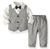 Baby pojke kläder herrar toddler pojkar väst tröja byxor 3pcs uppsättningar baby födelsedagsfest klänning boutique barnkläder bt4996
