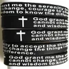 50pcs Black Bible Jesus Serenity Prayer Silicone Bracelets Men Wristband Women Religious Faith Soft Rubber Bangle Xmas Gift Hot sale Jewelry