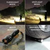 LED -ficklampa Ultra Bright Torch T6L2V6 Camping Light 5 Switch -lägen 10000 lm Zoomable Bicycle Light Use 18650 Battery7963255