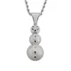 Nouveau 18K Plaqué Or Ice Out Full CZ Zircone Noël Bonhomme De Neige Pendentif Collier Chaîne Hip Hop Bijoux Cadeaux pour Hommes an274Q