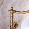 Cuarto de baño Fregadero Grifos Houmaid Llegada Europea Antiguo y Agua Fría Doble Manija Solo Orificio Lavabo Latón Grifo Grifos montados en cubierta1