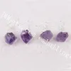 10Pairs Silver Plated Raw Amethyst Drop Earrings Handmade Crystal Jewelry Rough Gemstone Natural Amethyst Point Earrings February Birthstone