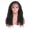 Perruque Lace Frontal Wig bouclée brésilienne indienne Remy, cheveux 100% naturels, sans colle, couleur naturelle, 10-20 pouces, pour femmes