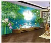 Papéis de parede 3D personalizado decoração da casa papel de parede da foto De Bambu seguro lótus lagoa bambu jornal de bambu cenário pacífico TV fundo da parede