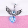 Blue Wing Zircon Crystal Body Jewelry Stainless Steel Rhinestone Navel & Bell Button Piercing Rings for Women Gift
