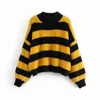 Women Striped Sweater Womens Thick Warm Knitted Pullovers Ladies Oversized Chic Blue Knitwear Korean-Japanese Clothes