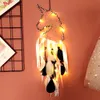 4 Kleuren LED Windgong Handgemaakte Dreamcatcher Lampen Veer Hanger Dream Catcher Creative Hanging Craft Wish Gift Woondecoratie C6756