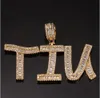 Hip Hop Custom Baguette Letter Pendant Halsband Kombination Brev Namn Hänge 24inch Tennis Halsband Zirconia Smycken