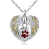 Cremation Smycken med ängel vinge urn halsband för aska Birthstone Pet Pendant Holder Heart Memorial Keepsake-Purple Paw Print