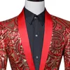 Brillant rouge motif Floral paillettes Blazer hommes mariage marié chanteur Costume Veste mâle DJ Club scène bal Veste de Costume Paillettes235p