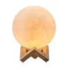 3D Print USB Rechargeable Moon Lamp 16 Colors Changable LED Night Moonlight Creative Touch Switch Moon Light For Home Decoration G2845