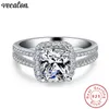 Vecalon Eternity Promise Ring 925 Sterling Silver Engagement Ring Diamond Wedding Band Ringen voor Vrouwen Vinger Sieraden