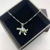Opal Turtle Pendant Necklaces 925 Sterling Silver Chain Fashion Animal Design Unisex Charm Necklace Party Jewelry for Women Men Gi201x