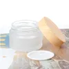 5/10/15/30/50g Vaso di vetro smerigliato Cura della pelle Vasetti di crema per gli occhi Vaso Bottiglia riutilizzabile Contenitore cosmetico con coperchio con venature del legno