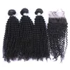 Mongolian Virgin Hair Weave 3 Bundles with Lace Closures Unprocessed Remy Human Hair Body Wave Straight Loose Deep Kinky Curly Hair